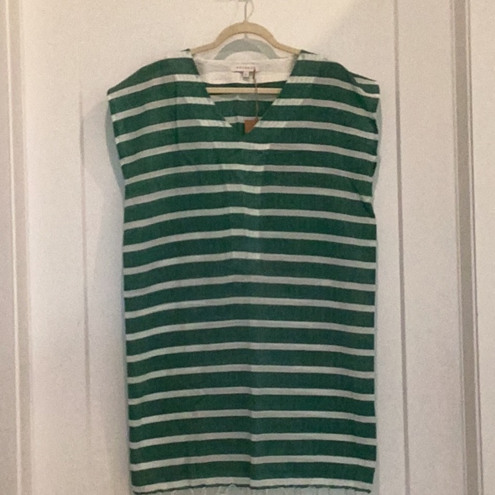 Small Rosebud Abli Tab Dress in Green and White